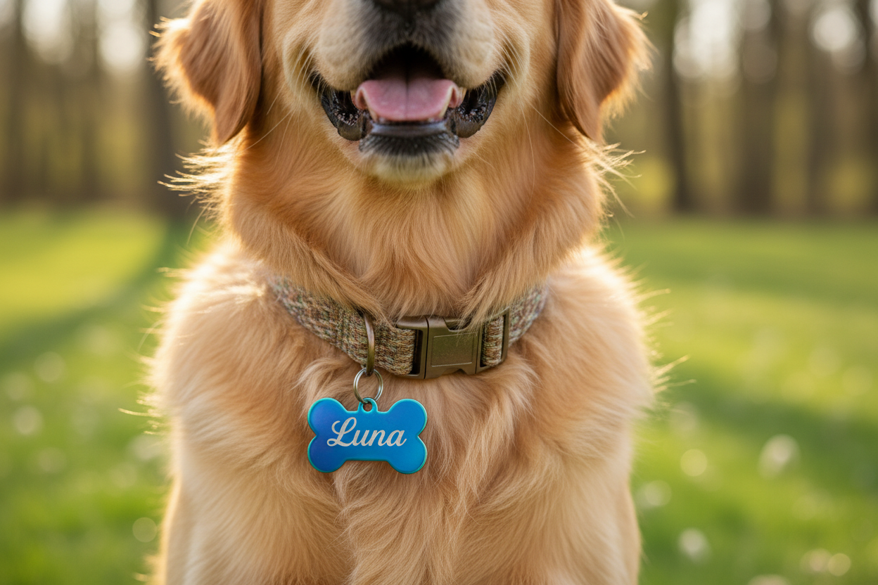 Hund mit Dogtag